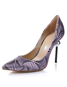 Chaussures à talons aigus en PU artistique mocassin en cuir