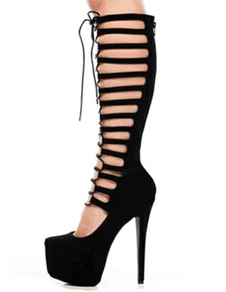 Bottes à bout fermé zip en micro daim noires unicolore