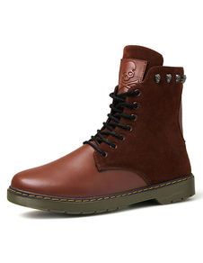 Boots pratiques homme en PU unicolore avec lacets