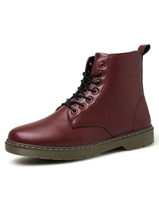 Boots pratiques homme en PU unicolore avec lacets
