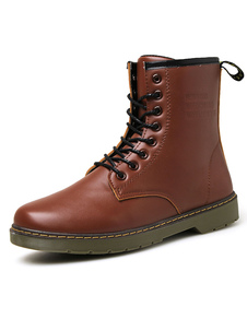 Boots pratiques homme en PU unicolore avec lacets