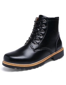 Boots homme de qualité en PU unicolore avec lacets