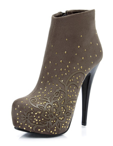 Bottes à bout rond zip en tissu de terry imprimé fleuries