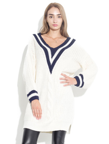 Chic femme pull casual blanc unicolore manches longues