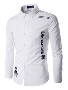 Chemise en coton mélangé impression imprimé fleuri manches longues