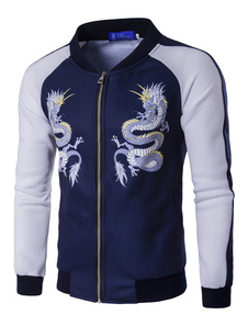 Veste belle en coton mélangé bleu marine foncé multicolore imprimé fleuri