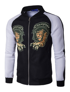 Veste charmante en coton mélangé noir multicolore imprimé fleuri