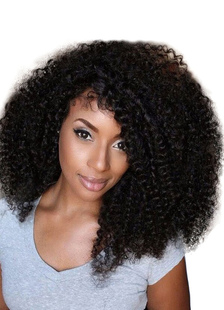 Perruque douce moyenne noire ébouriffée synthétique afro
