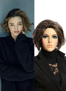 Perruque belle courte couleur de lin ébouriffée en Rayonne frisée et bouclé naturel