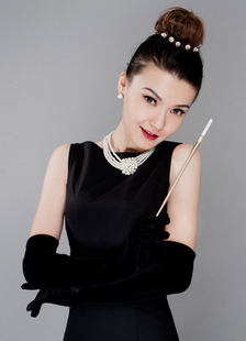 Gants Tissu de satin noir fête de mariage longueur de coude