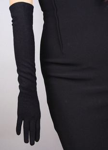Gants d'hiver en spandex noir de mariage long
