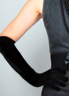 Gants Gants en flanelle noir fête de mariage longueur de coude