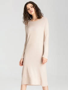 Magnifique robe pull rétro ondé col rond street style