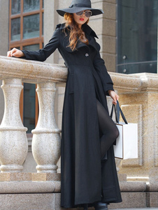 Chic manteau femme Laine de plaine unicolore avec bouton convenable col à revers