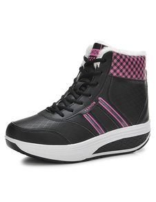 Confortables chaussures en PU unicolore à lacets