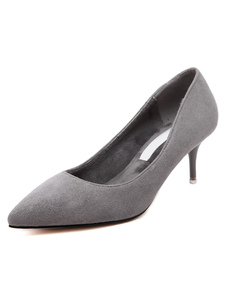 Escarpins à talons aigus en cuir poncé unicolore mocassin semelles composites