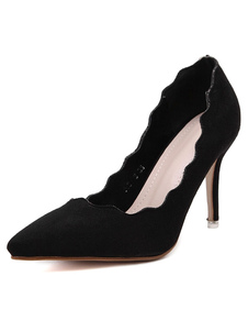 Chaussures à talons à talons aigus en cuir poncé unicolore mocassin de polyuréthane / PU