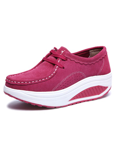 Confortables chaussures en cuir poncé à lacets