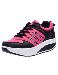 Confortables chaussures en PU bicolore à lacets