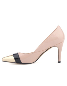 Chaussures à talons à talons aigus en PU color-block mocassin de polyuréthane / PU