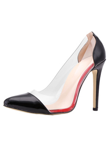 Chaussures à talons à talons aigus en PU clair mocassin de polyuréthane / PU