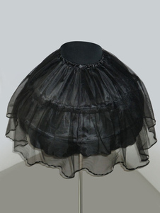 Sweet Lolita OS en acier noir jupon volants Lolita court jupon