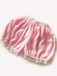 Sweet Lolita bouffante flanelle rose dentelle garniture pantalon citrouille avec pom-pom
