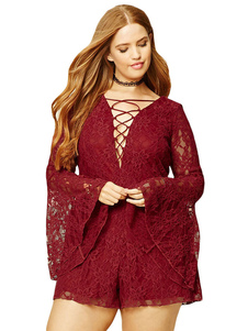 Fascinante combinaison pour femme sexy bordeaux unicolore