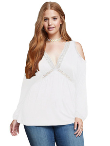 Blouse femme sexy en polyester unicolore creusé