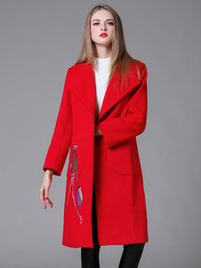 Adorable manteau en gabardine imprimé caricatural brodé ouverture avant col à revers