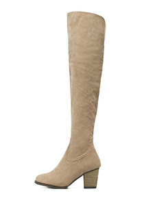 Bottes à talons épais en micro daim unicolore Sans ornement.