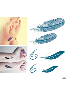 Autocollants ongles bleus avec plume