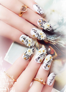 Nail Art Stickers blanc fleurs charme ongles décorations femmes