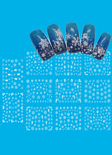 Autocollants ongles blancs imprimé fleuris