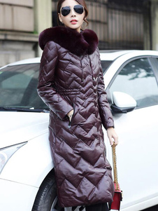 Populaire manteau en PU unicolore en fausse fourrure vêtements journaliers thermique à capuche