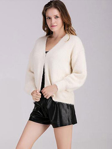 Chic cardigan mode abricot unicolore manches longues