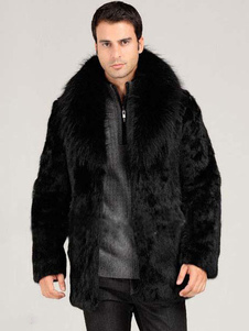 Manteau de qualité en fausse fourrure noir unicolore en fausse fourrure