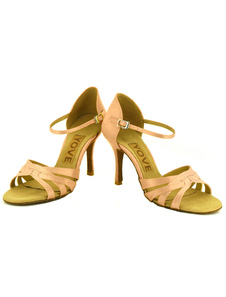 Attrayantes chaussures de latine en satin à talons aigus courroie ajustable unicolore et bout ouvert