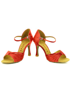 Attrayantes chaussures de latine en tissu de paillettes à talons aigus courroie ajustable unicolore 