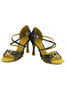 Magnétiques chaussures danse latine en tissu de paillettes à talons aigus courroie ajustable unicolo