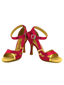 Attrayantes chaussures de latine en satin à talons aigus courroie ajustable unicolore et bout ouvert