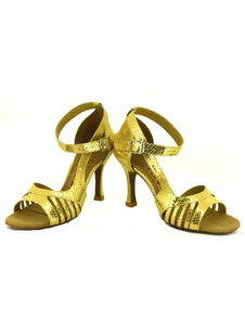 Adorables chaussures de latine en PU à talons aigus courroie ajustable et motif serpent et bout ouve