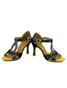 Adorables chaussures de latine en PU à talons aigus courroie ajustable unicolore et bout ouvert