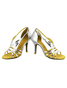 Adorables chaussures de latine en PU à talons aigus courroie ajustable unicolore et bout ouvert