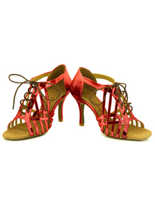 Adorables chaussures de latine en PU à talons aigus courroie ajustable unicolore et bout ouvert