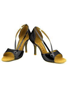 Pratiques chaussures de danse latine en PU à talons aigus motif écaille et bout ouvert