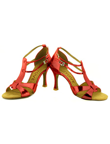 Attrayantes chaussures de latine en PU à talons aigus courroie ajustable unicolore et bout ouvert