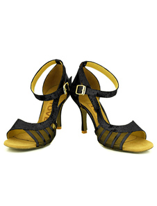 Adorables chaussures de latine en PU à talons aigus courroie ajustable unicolore et bout ouvert