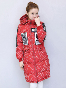 Populaire manteau en polyester imprimé lettres avec poches à capuche