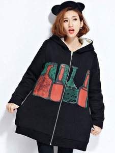 Populaire manteau en coton impression avec poches à capuche